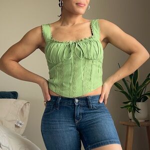 Y2K Fairy Lace Twee Tie Corset Tank Cottagecore